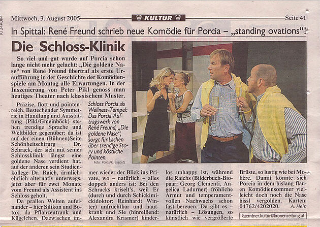 Kritik in der Kronenzeitung: Die Schloss-Klinik 