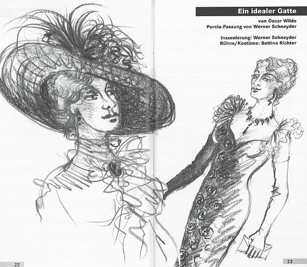 Zeichnung von Bettina Richter im Programmheft (EIN IDEALER GATTE)