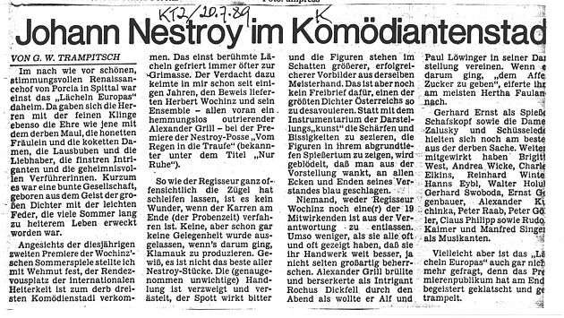 G. W. Trampitsch in Kärntner Tageszeitung, 20.7.1989